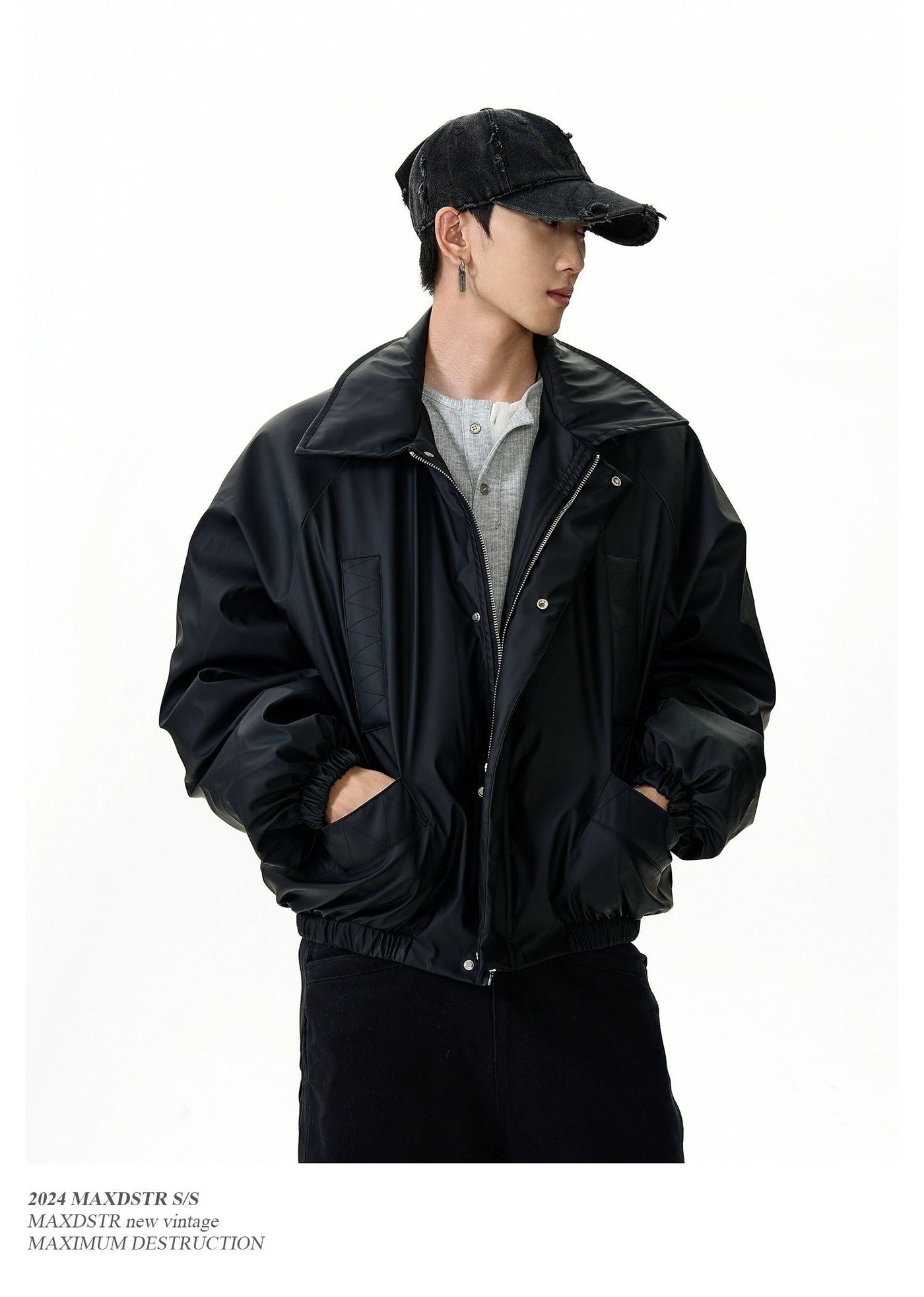 Clean Fit Lapel Down PU Leather Jacket Korean Street Fashion Jacket By MaxDstr Shop Online at OH Vault