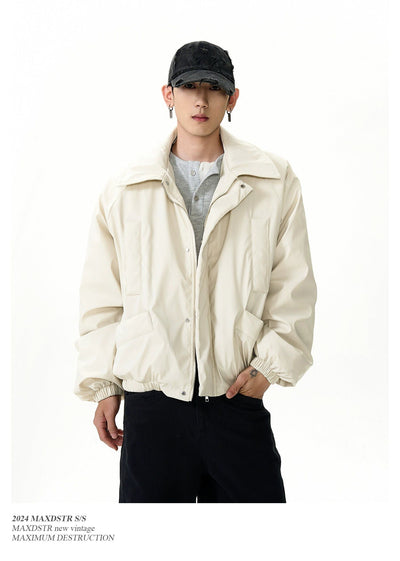 Clean Fit Lapel Down PU Leather Jacket Korean Street Fashion Jacket By MaxDstr Shop Online at OH Vault