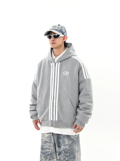 Contrast Three-Ba Zip-Up Hoodie Korean Street Fashion Hoodie By Blacklists Shop Online at OH Vault