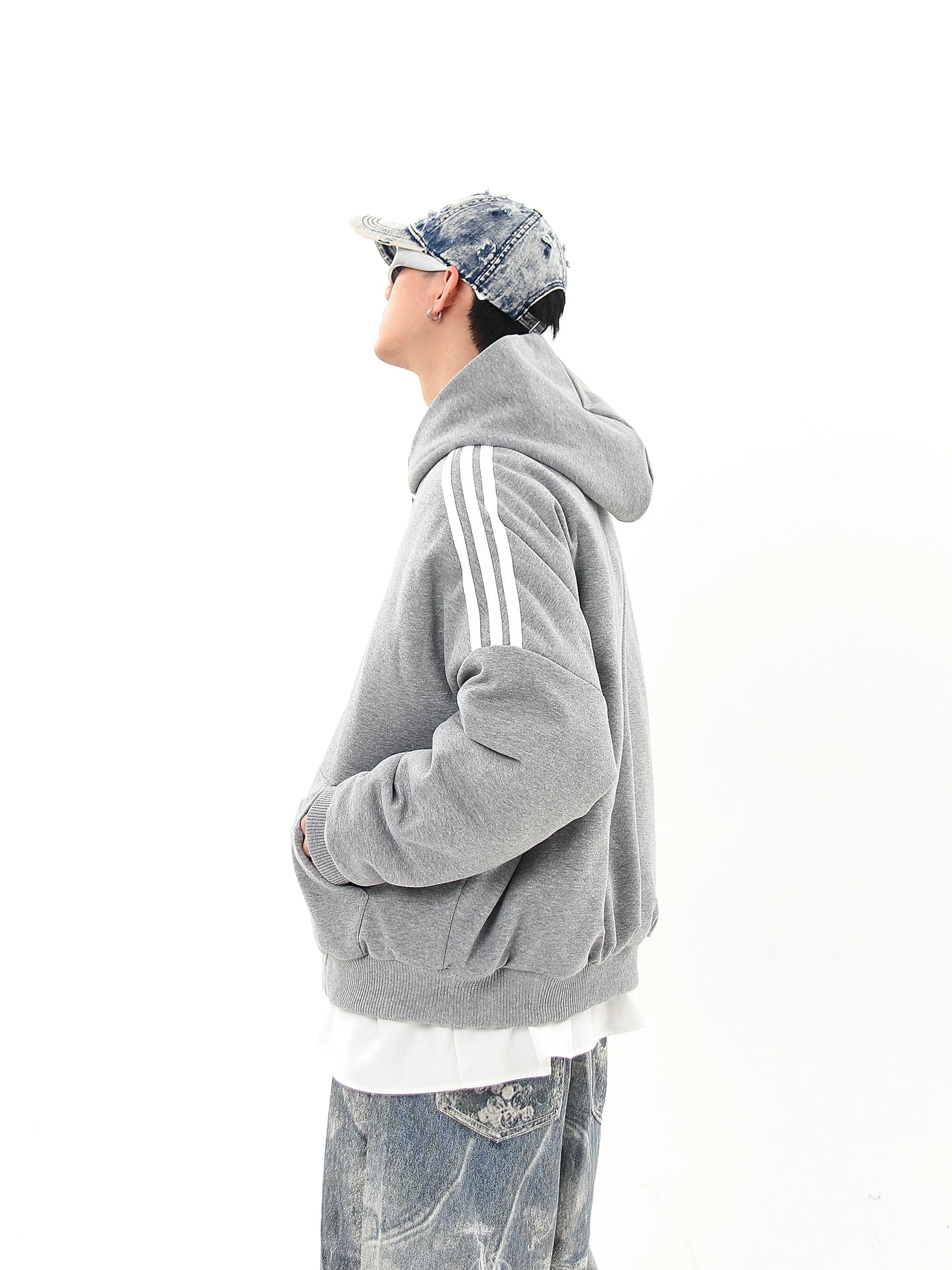 Contrast Three-Ba Zip-Up Hoodie Korean Street Fashion Hoodie By Blacklists Shop Online at OH Vault