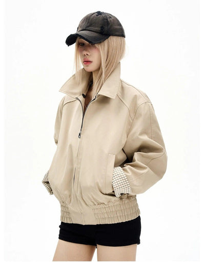 Layered Collar Ruched Hem Jacket Korean Street Fashion Jacket By MaxDstr Shop Online at OH Vault