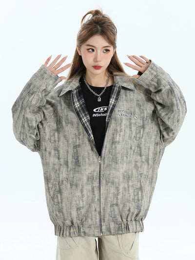 Reversible Plaid Collared Jacket Korean Street Fashion Jacket By INS Korea Shop Online at OH Vault