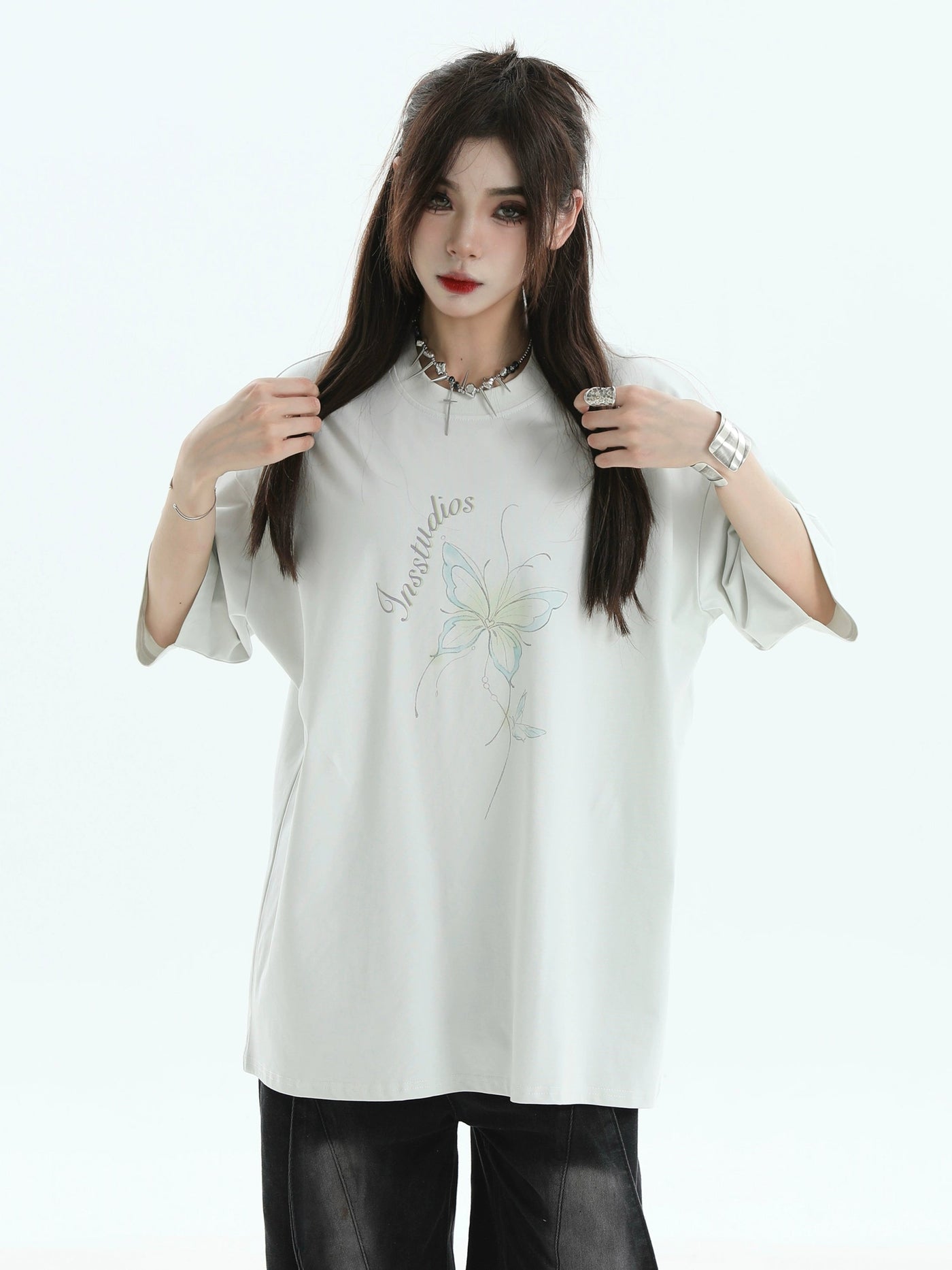 Butterfly Graphic Loose T-Shirt Korean Street Fashion T-Shirt By INS Korea Shop Online at OH Vault