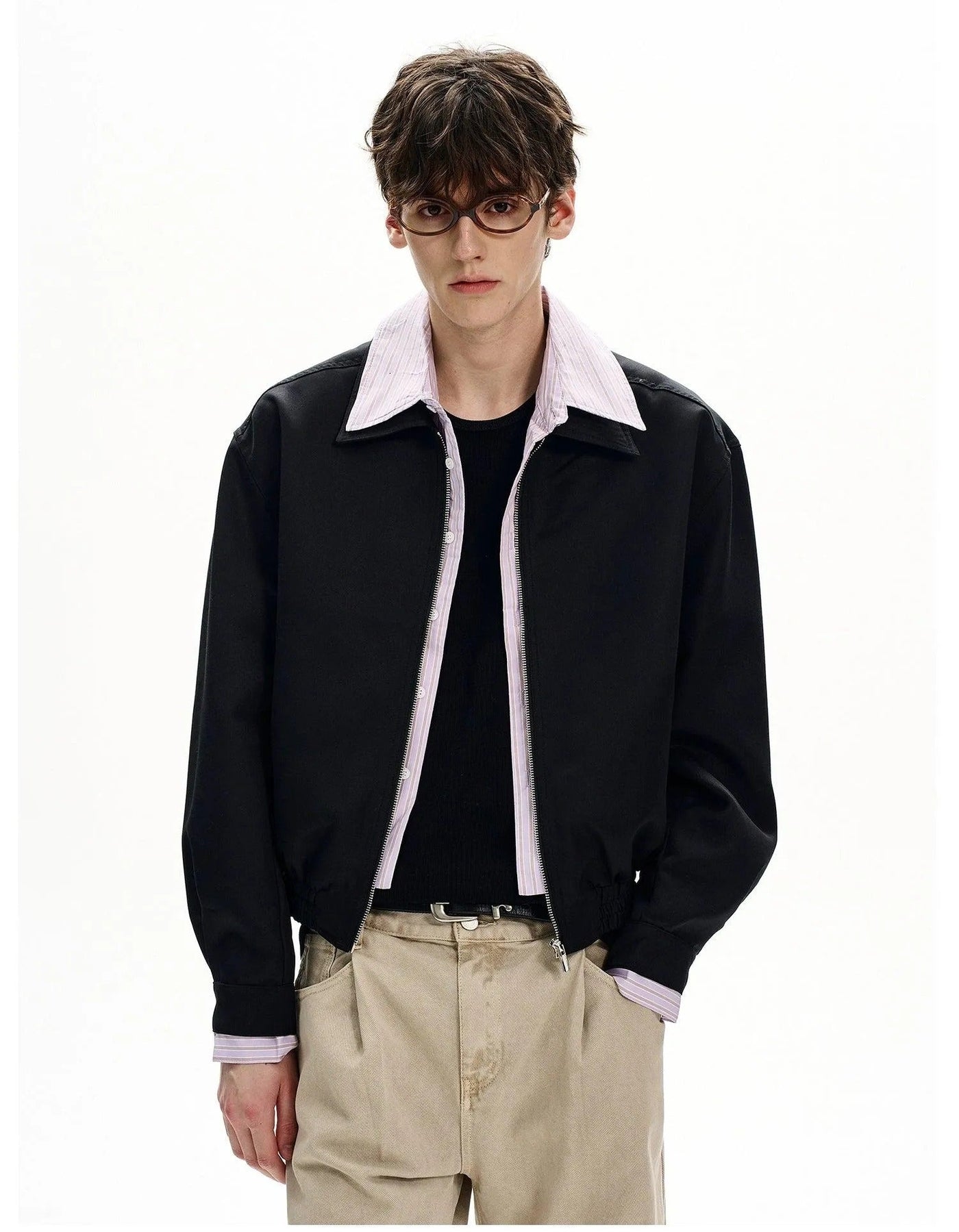 Spliced Stripes Zipped Jacket Korean Street Fashion Jacket By MaxDstr Shop Online at OH Vault
