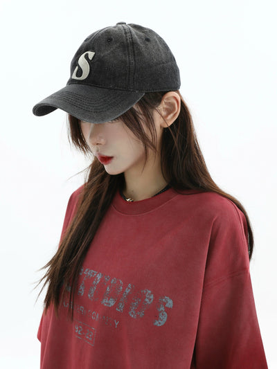 Stitched Logo Denim Hat Korean Street Fashion Hat By INS Korea Shop Online at OH Vault