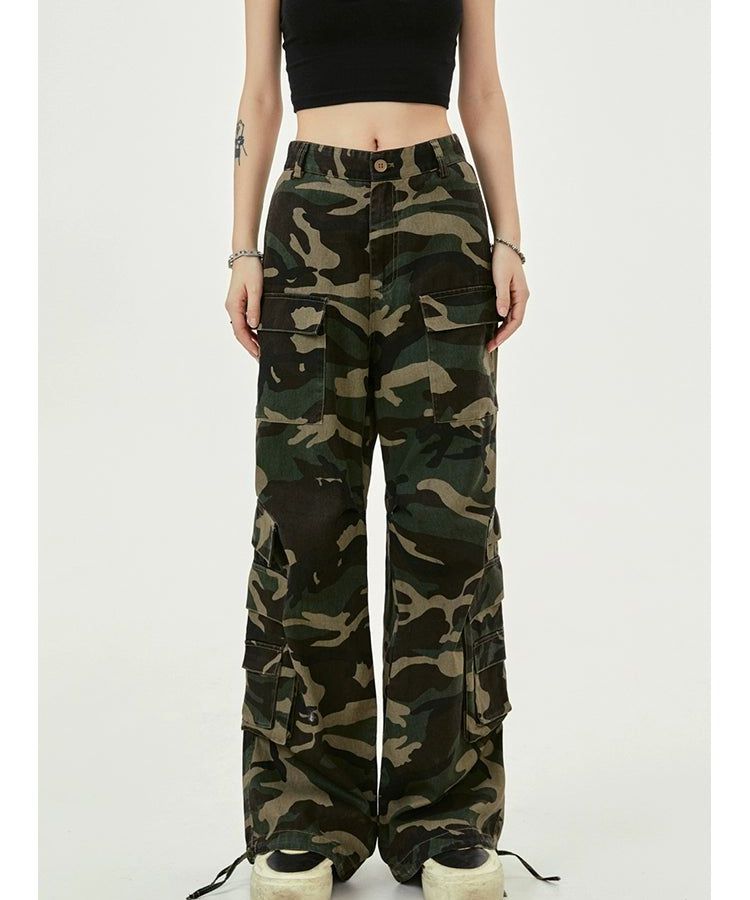 Slant Pocket Camo Cargo Pants Korean Street Fashion Pants By Made Extreme Shop Online at OH Vault