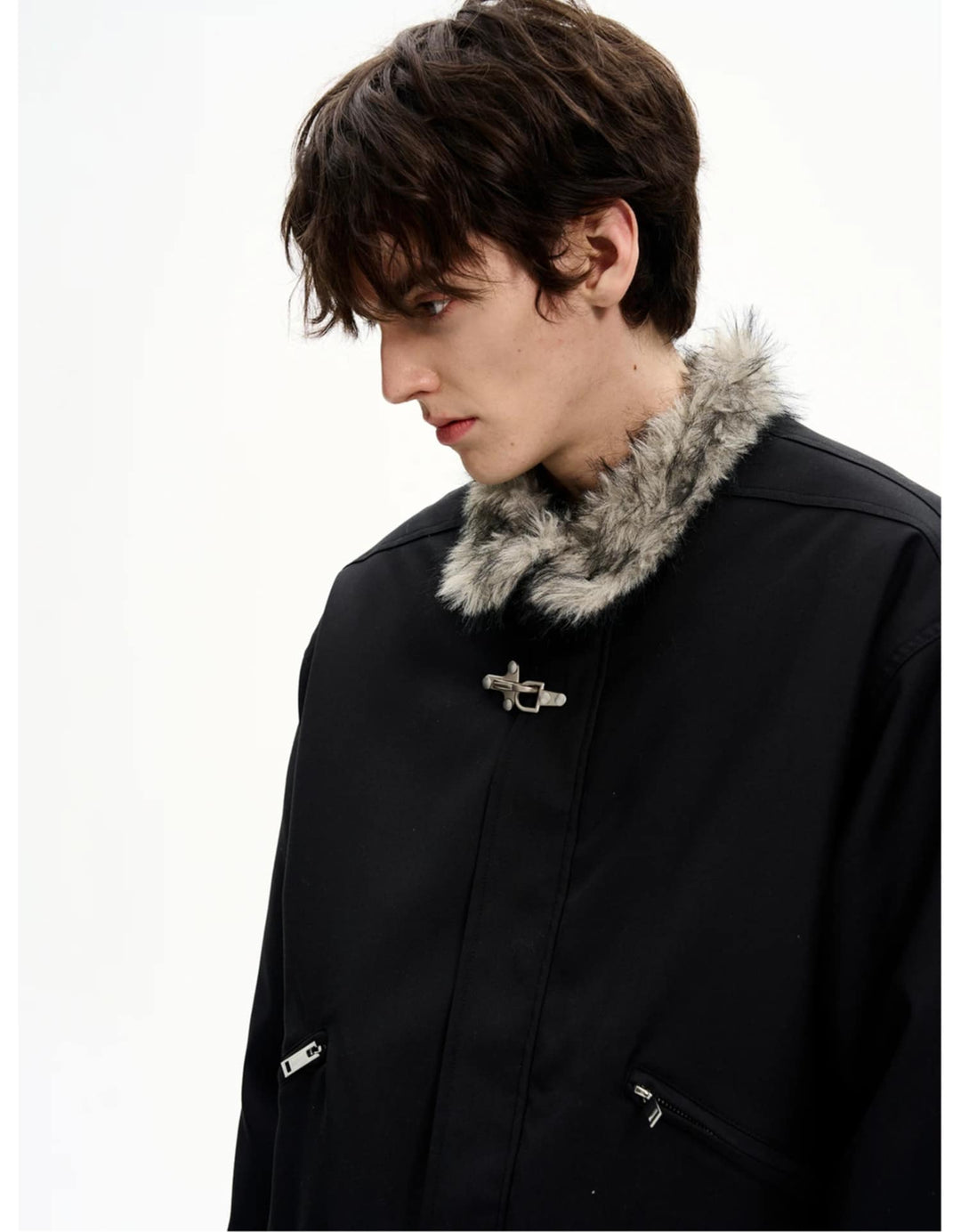 Fur Collar Fireman Clasp Jacket