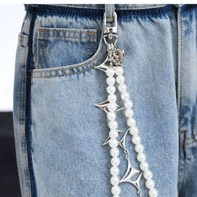 Pearl & Metal Pants Chain Korean Street Fashion By Slim Black Shop Online at OH Vault