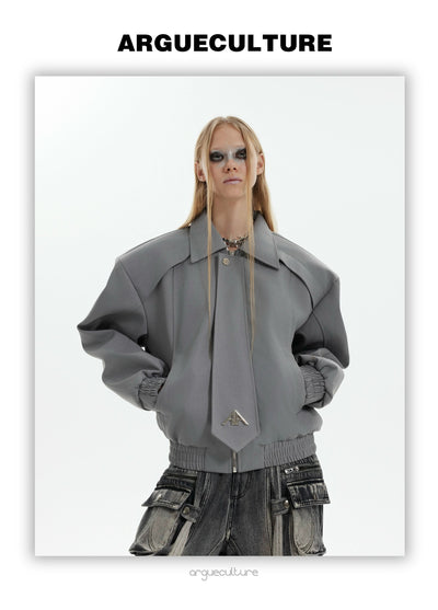 Mid Tie Style Zipped Jacket Korean Street Fashion Jacket By Argue Culture Shop Online at OH Vault