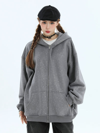 Star Full-Print Zipped Hoodie Korean Street Fashion Hoodie By INS Korea Shop Online at OH Vault