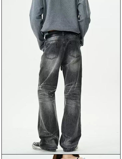 Dark Wash Whiskered Jeans Korean Street Fashion Jeans By 77Flight Shop Online at OH Vault