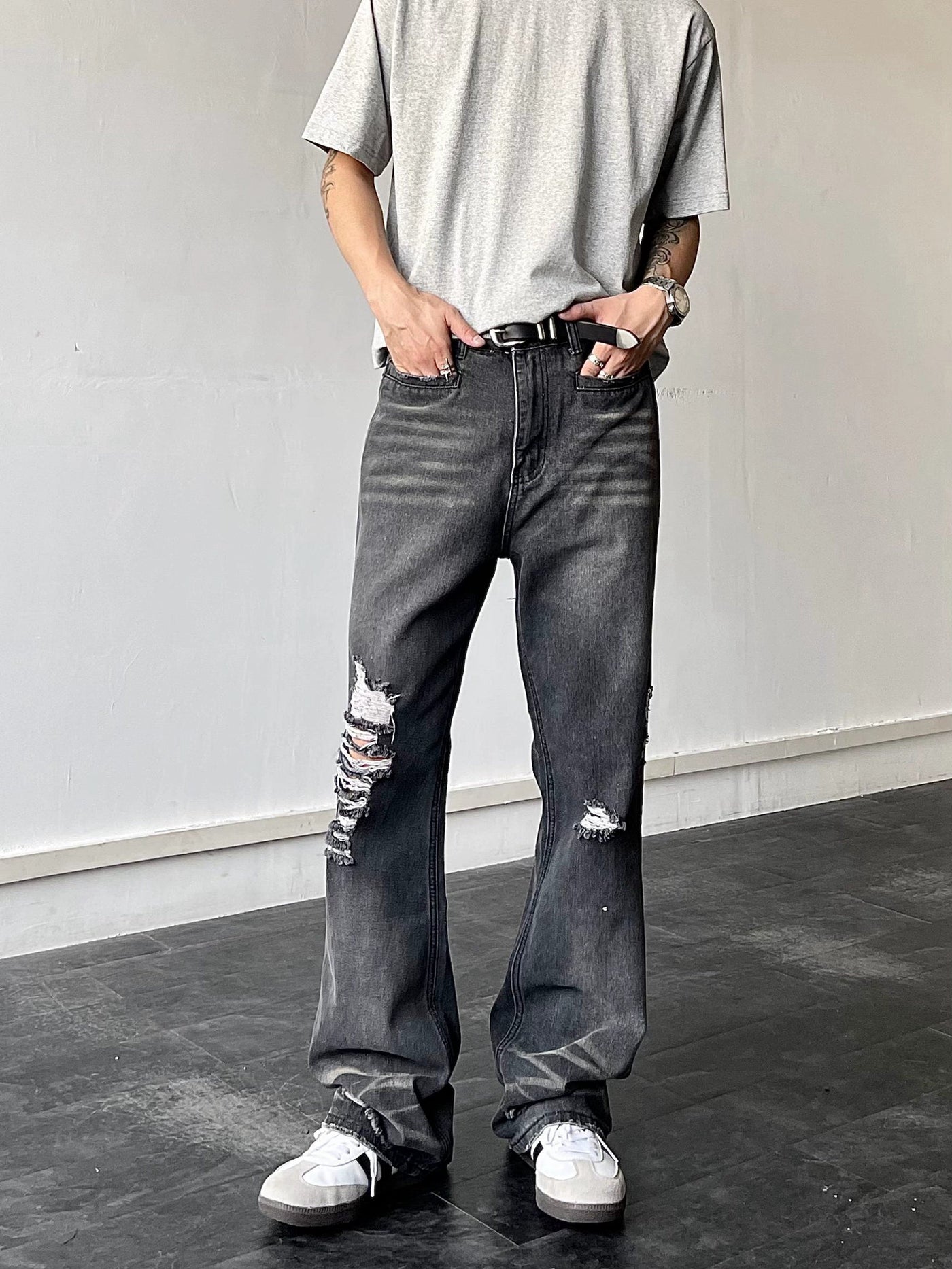 Cat Whisker Ripped Washed Jeans Korean Street Fashion Jeans By Blacklists Shop Online at OH Vault