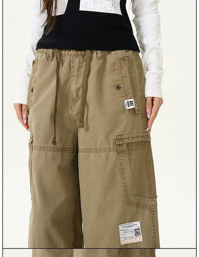 Distressed Patch Drawstring Pants Korean Street Fashion Pants By 77Flight Shop Online at OH Vault