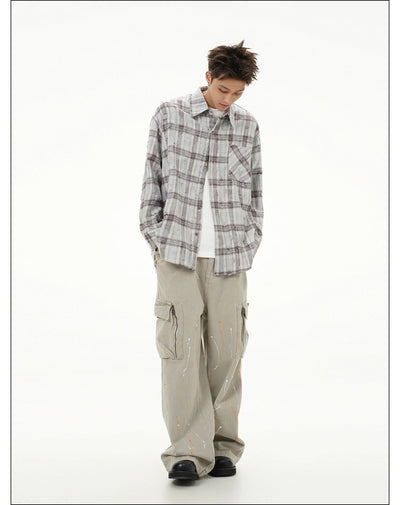 Distressed Plaid Shirt Korean Street Fashion Shirt By Mr Nearly Shop Online at OH Vault