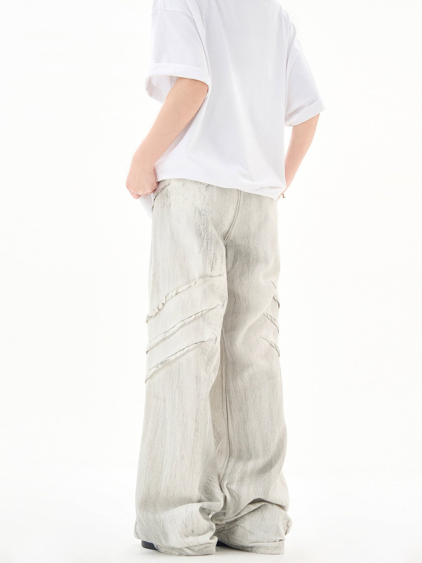 Distressed Tie-Dyed Wide Leg Jeans Korean Street Fashion Jeans By Ash Dark Shop Online at OH Vault