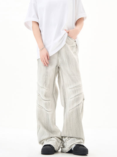 Distressed Tie-Dyed Wide Leg Jeans Korean Street Fashion Jeans By Ash Dark Shop Online at OH Vault