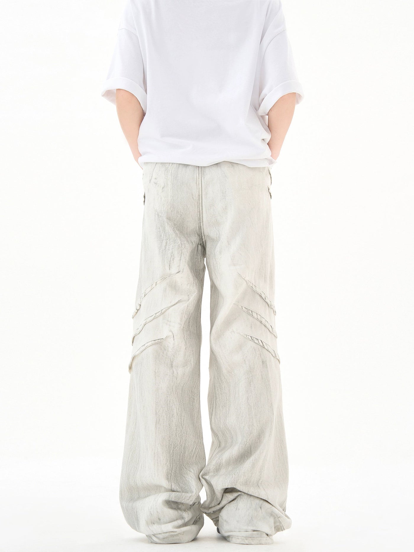 Distressed Tie-Dyed Wide Leg Jeans Korean Street Fashion Jeans By Ash Dark Shop Online at OH Vault