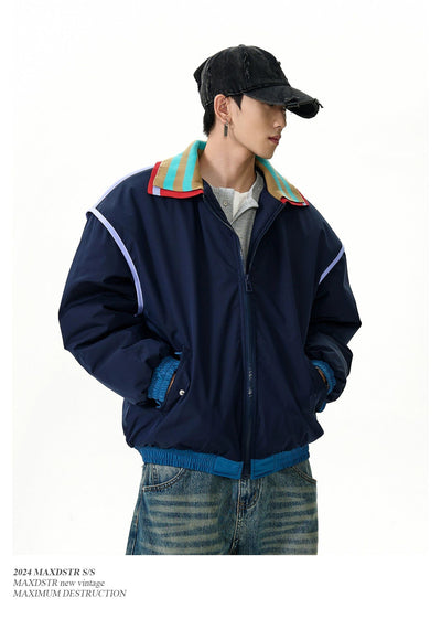 Double-Layered Striped Lapel Jacket Korean Street Fashion Jacket By MaxDstr Shop Online at OH Vault