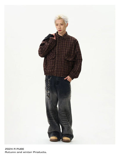 Double-Sided Plaid Short Jacket Korean Street Fashion Jacket By A PUEE Shop Online at OH Vault