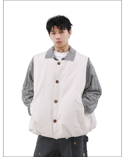 Drawcord Button-Down Vest Korean Street Fashion Vest By Mr Nearly Shop Online at OH Vault