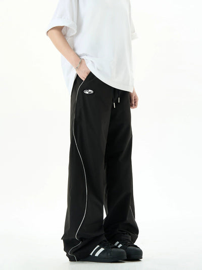 Drawcord Lined Contrast Track Pants Korean Street Fashion Pants By Ash Dark Shop Online at OH Vault