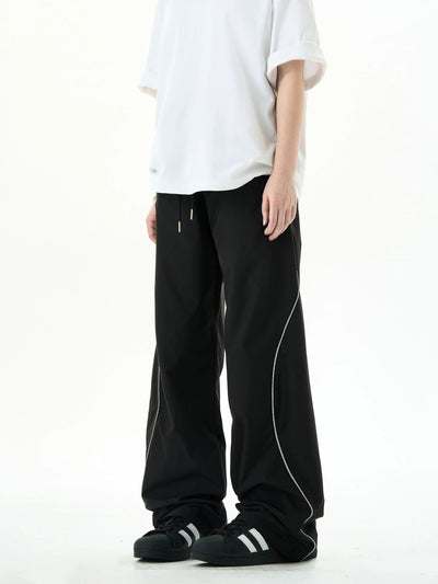 Drawcord Lined Contrast Track Pants Korean Street Fashion Pants By Ash Dark Shop Online at OH Vault