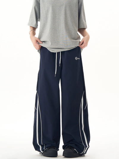 Drawcord Side Striped Track Pants Korean Street Fashion Pants By Ash Dark Shop Online at OH Vault