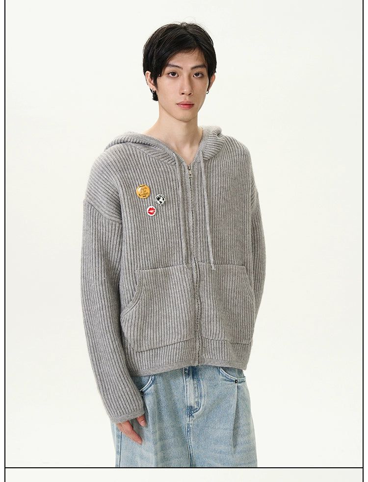 Drawstring Hooded & Zipped Sweater Korean Street Fashion Sweater By 77Flight Shop Online at OH Vault