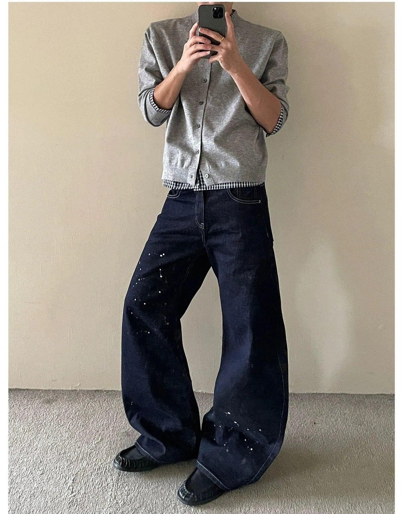 Top-Stitching Paint Splash Jeans Korean Street Fashion Jeans By MaxDstr Shop Online at OH Vault