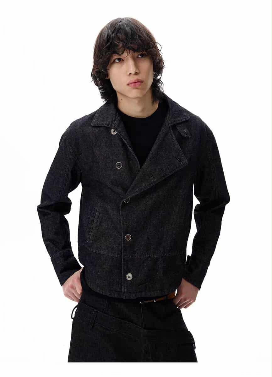 Retro Raw Color Buttoned Denim Jacket Korean Street Fashion Jacket By 77Flight Shop Online at OH Vault