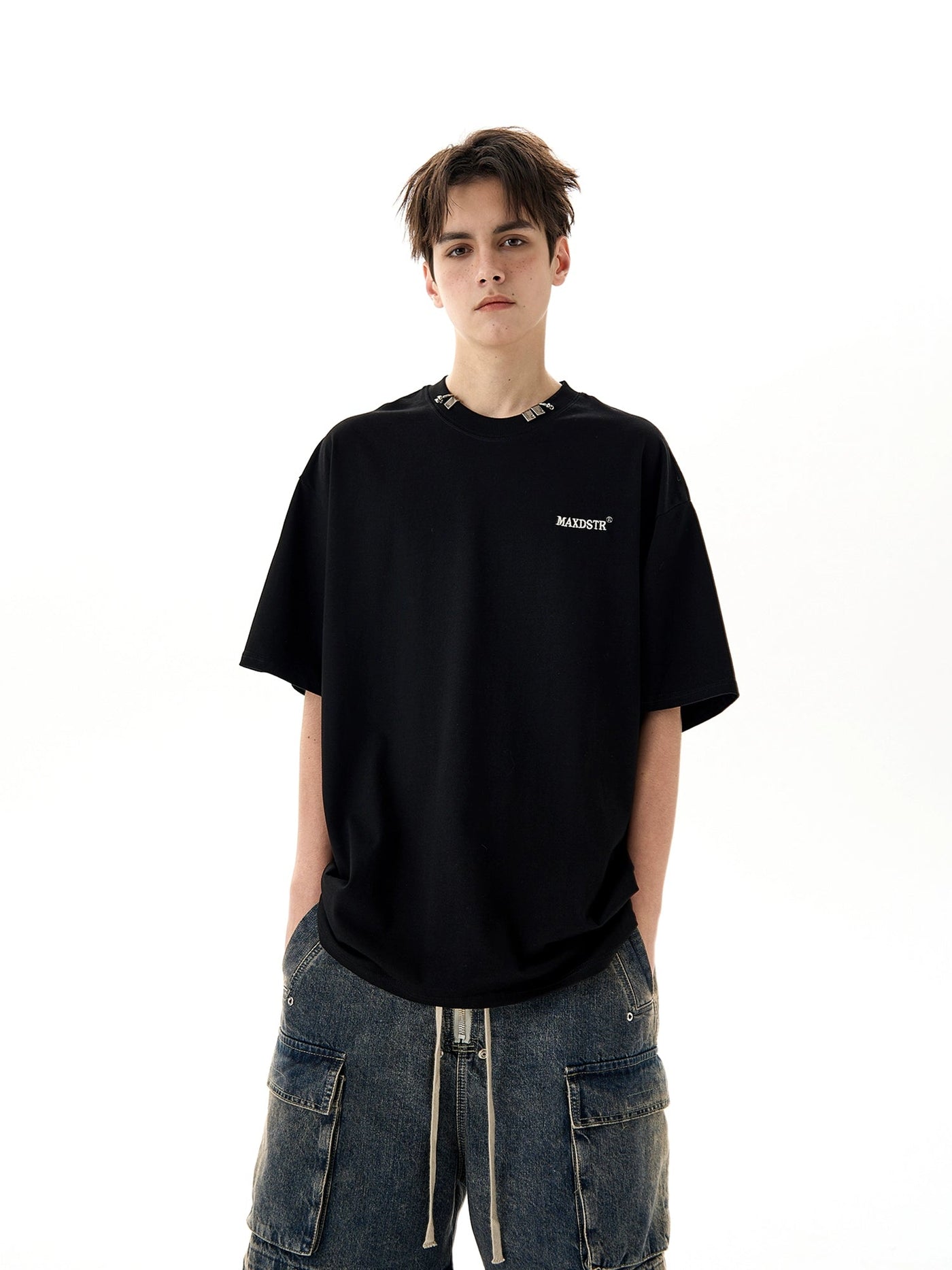 Solid Metal Buckle T-Shirt Korean Street Fashion T-Shirt By MaxDstr Shop Online at OH Vault
