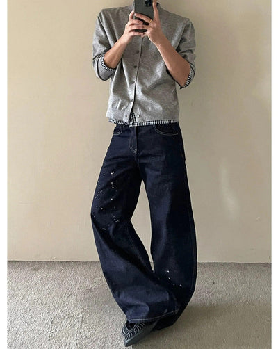 Top-Stitching Paint Splash Jeans Korean Street Fashion Jeans By MaxDstr Shop Online at OH Vault