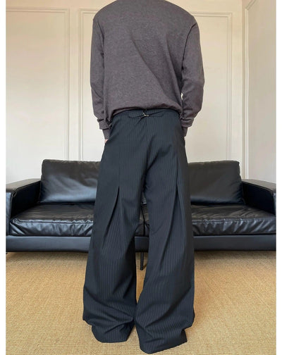 Striped Pleats Buttoned Trousers Korean Street Fashion Trousers By MaxDstr Shop Online at OH Vault