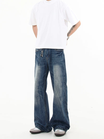 Lightning Washed Clean Fit Jeans Korean Street Fashion Jeans By Blacklists Shop Online at OH Vault