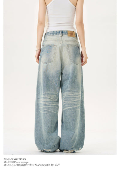 Faded Drawstring Waist Jeans Korean Street Fashion Jeans By MaxDstr Shop Online at OH Vault