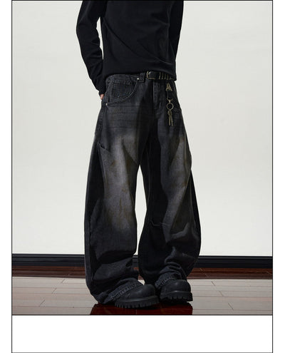 Faded Smudged Scimitar Jeans Korean Street Fashion Jeans By A PUEE Shop Online at OH Vault