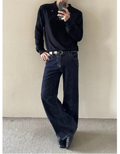 Stitched Detail Bootcut Jeans Korean Street Fashion Jeans By MaxDstr Shop Online at OH Vault