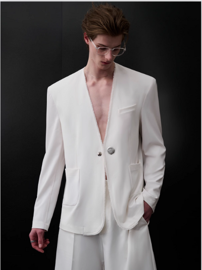 One-Metallic Button Blazer & Pants & Shorts Set Korean Street Fashion Clothing Set By TIWILLTANG Shop Online at OH Vault