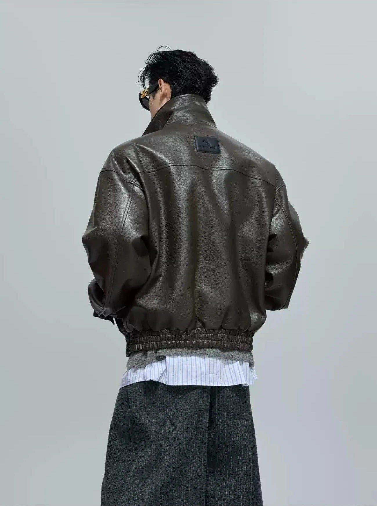 Ruched Hem Faux Leather Jacket Korean Street Fashion Jacket By Argue Culture Shop Online at OH Vault