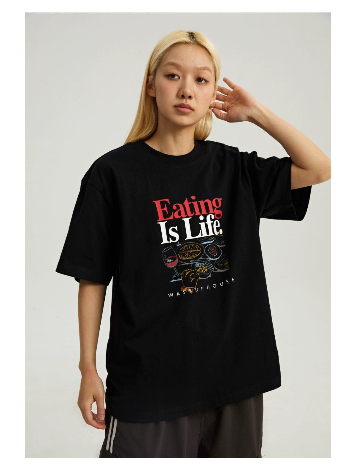 Quote & Graphic Print T-Shirt Korean Street Fashion T-Shirt By WASSUP Shop Online at OH Vault