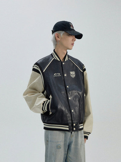 College Style Varsity PU Leather Jacket Korean Street Fashion Jacket By Ash Dark Shop Online at OH Vault