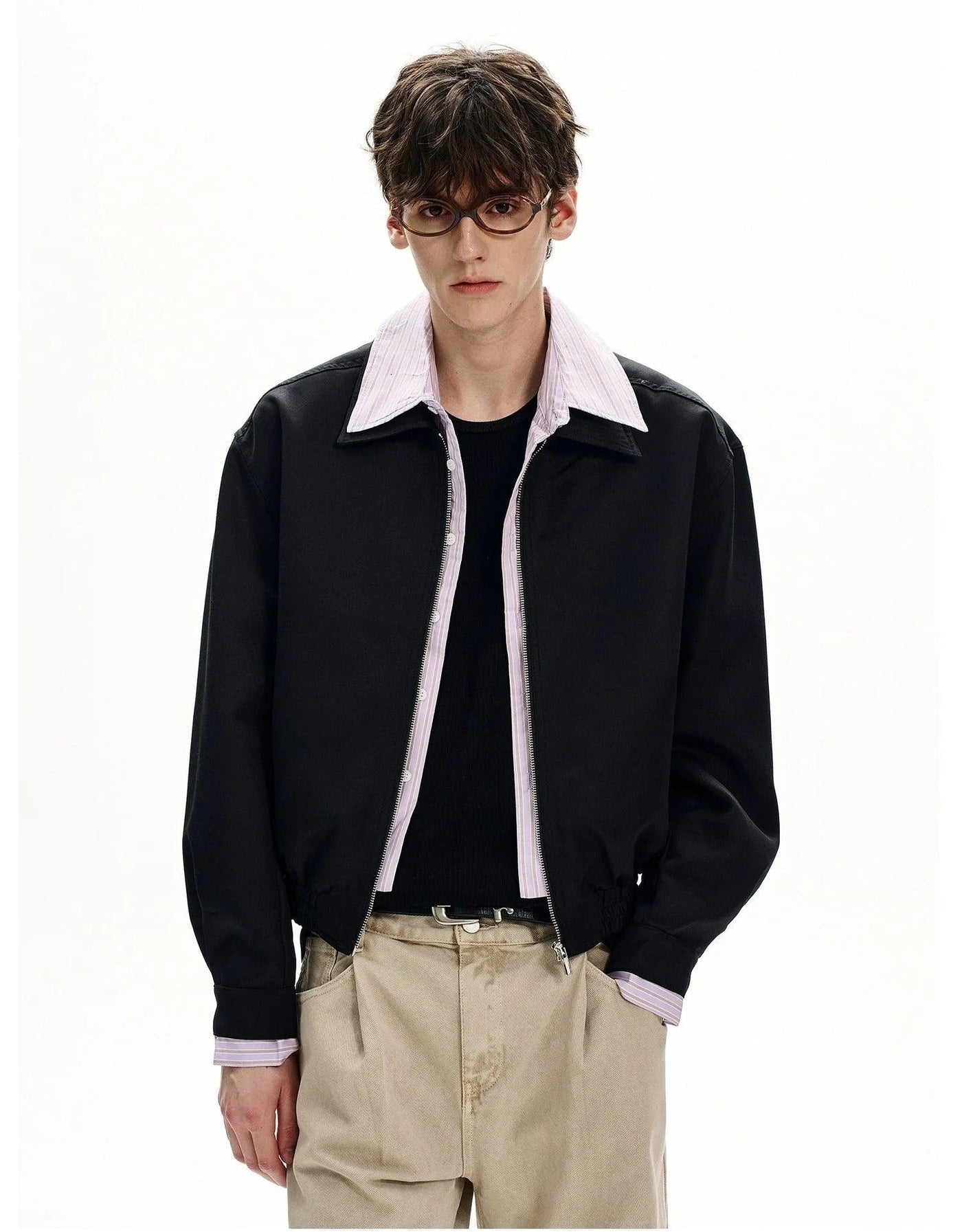 Sleek Ruch Hem Harrington Jacket Korean Street Fashion Jacket By MaxDstr Shop Online at OH Vault