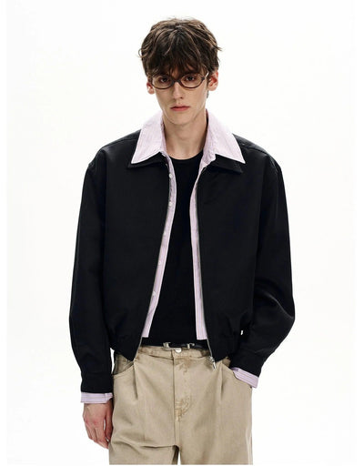 Sleek Ruch Hem Harrington Jacket Korean Street Fashion Jacket By MaxDstr Shop Online at OH Vault