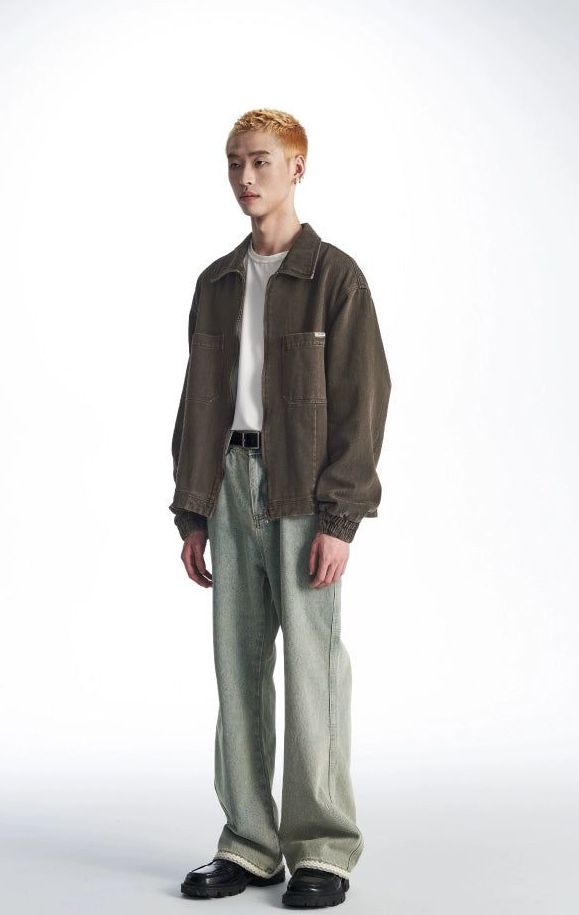Gartered Cuff Denim Jacket Korean Street Fashion Jacket By 11St Crops Shop Online at OH Vault