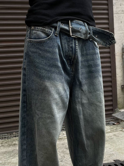 Washed Belted Strap Jeans Korean Street Fashion Jeans By MaxDstr Shop Online at OH Vault