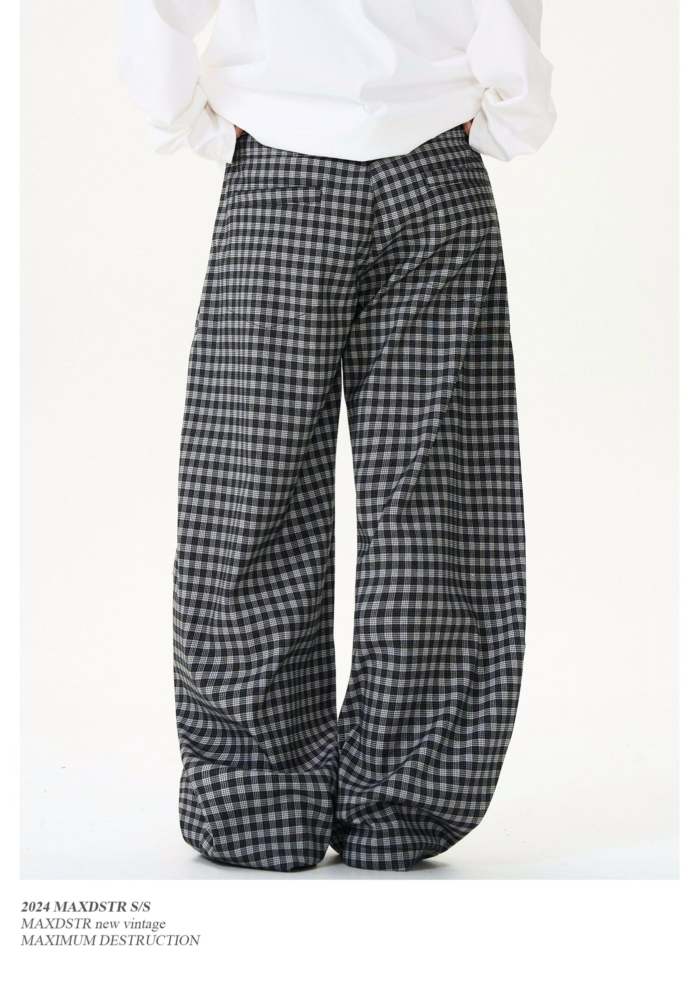 Plaid Wide Scimitar Pants Korean Street Fashion Pants By MaxDstr Shop Online at OH Vault