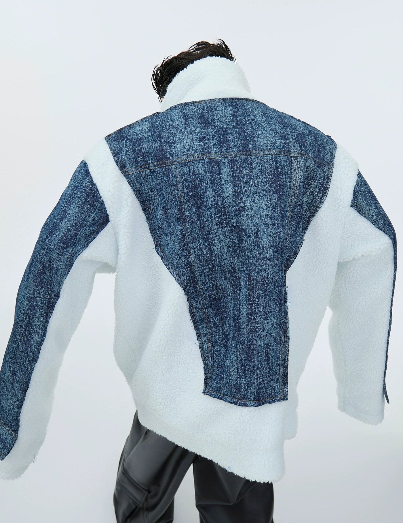 Spliced Fleece Denim Jacket Korean Street Fashion Jacket By Argue Culture Shop Online at OH Vault