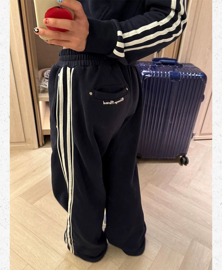 Elastic Waist Side Striped Sweatpants Korean Street Fashion Pants By Made Extreme Shop Online at OH Vault