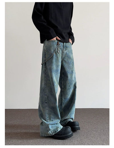 Embossed Fade Wide Leg Jeans Korean Street Fashion Jeans By A PUEE Shop Online at OH Vault