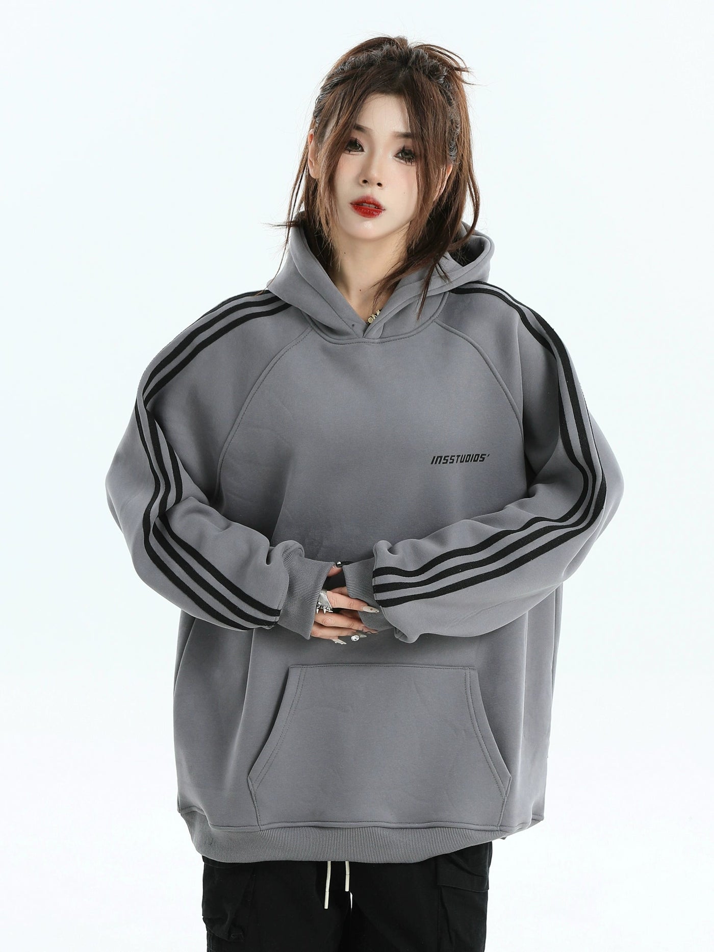 Front Side Pocket Oversized Hoodie Korean Street Fashion Hoodie By INS Korea Shop Online at OH Vault